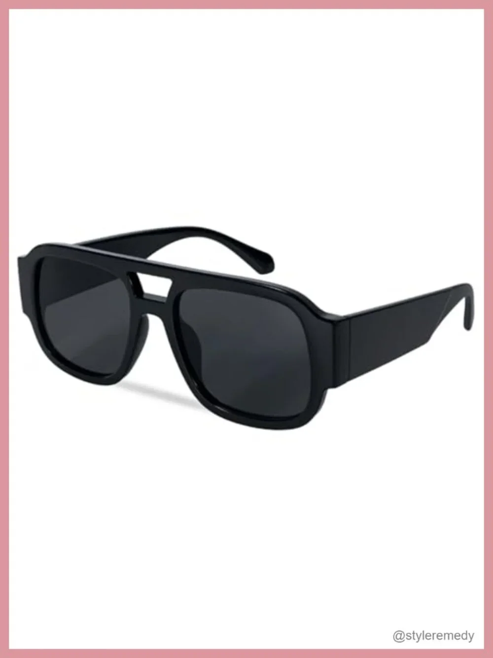 Oversized Square Aviator Sunglasses with Double Bridge Retro Chunky Frame Unisex
